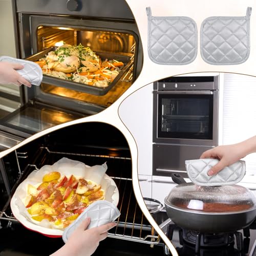2-Pack White Cotton Pot Holders - Heat Resistant Pads 17cm