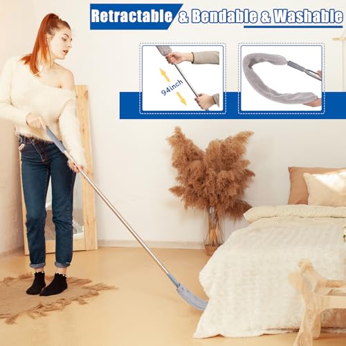 4-Piece Microfiber Retractable Duster Set - 100 Inch Extendable Gap Duster