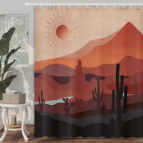Boho Southwestern Shower Curtain - Desert Sunset Design, 70x70