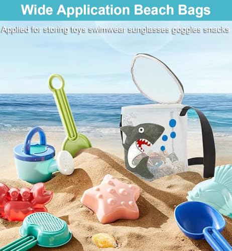 Shark Mesh Beach Bag with Zipper - Sand-Free Toy Organizer for Kids