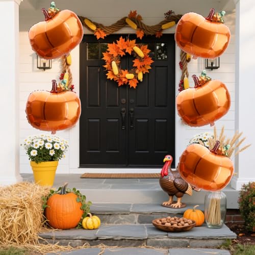 12 Pcs Pumpkin Balloons - Foil Decorations for Fall Parties