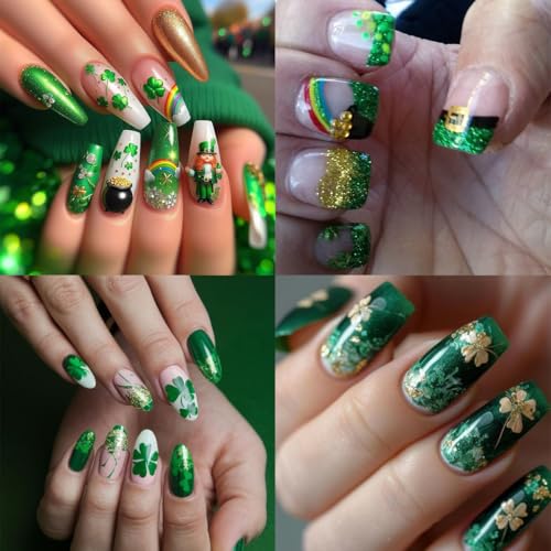 St. Patrick’s Day Nail Stickers 10 Sheets Green Shamrock Self-Adhesive Decals