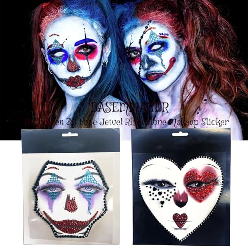 Halloween Face Gems Jewels Temporary Tattoos Day of the Dead Makeup 2Pcs