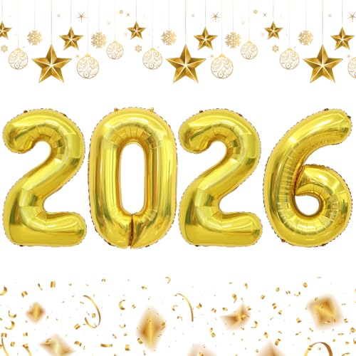 2026 Gold Number Balloons - 16 Inch Foil for Graduation & New Year