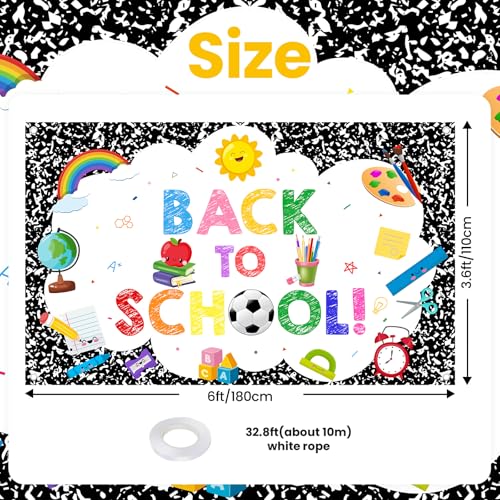Avezano Back to School Banner 6 x 3.6 ft - Classroom Decor