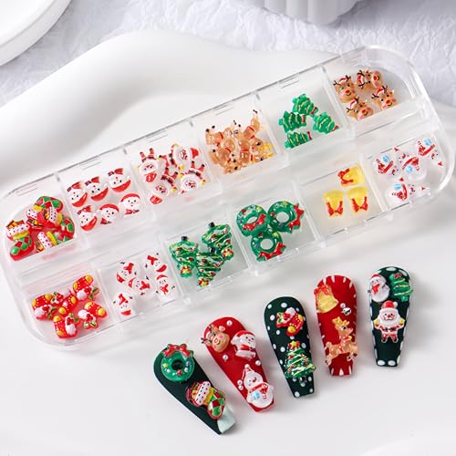 Christmas Nail Art Charms 12-Grid 3D Resin Rhinestones Set