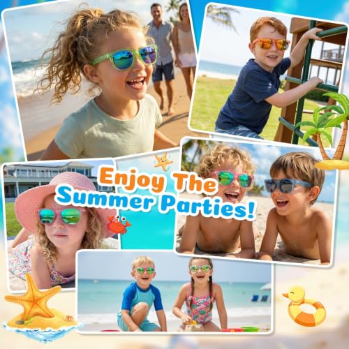 Froman Kids Sunglasses - Neon Party Favors for Ages 3-8 with UV 400 Protection