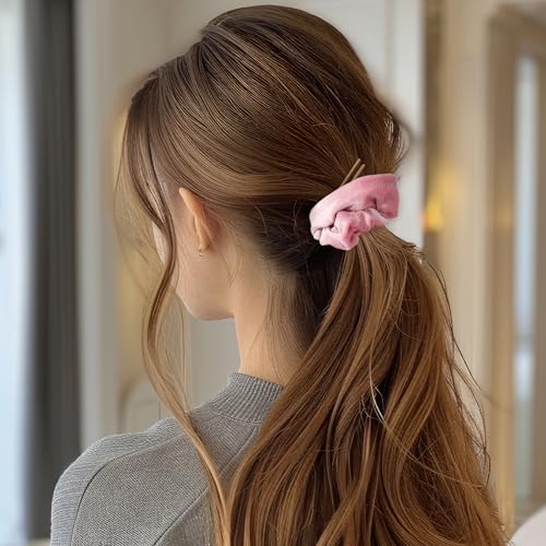 Large Velvet Hair Scrunchies 4-Pack Soft Jumbo Ponytail Holders