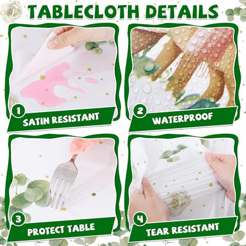 3 Pack Eucalyptus Leaves Baby Shower Tablecloths - 54x108 In