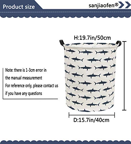Shark Kids Laundry Hamper - Large Collapsible Canvas Toy Storage Basket