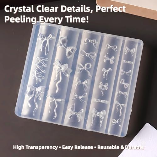 3D Bow Silicone Nail Mold for Resin Epoxy and Acrylic Nail Art Crafts