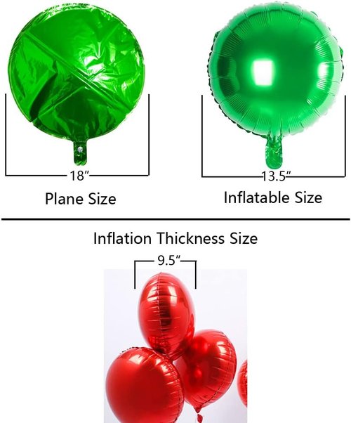 18” Green Round Foil Balloons | Mylar Helium Balloons for Birthday, Wedding & Baby Shower - Pack of 20