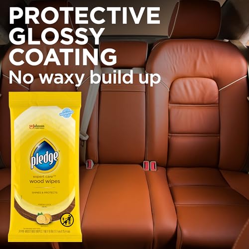 Pledge Lemon Furniture Wipes 24 Count Pack of 6 - Multi-Surface Wood & Home Care