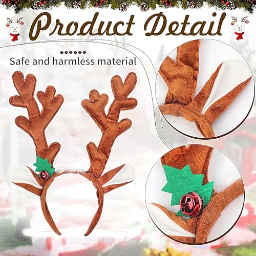 Doneace Plush Reindeer Antlers Christmas Headband