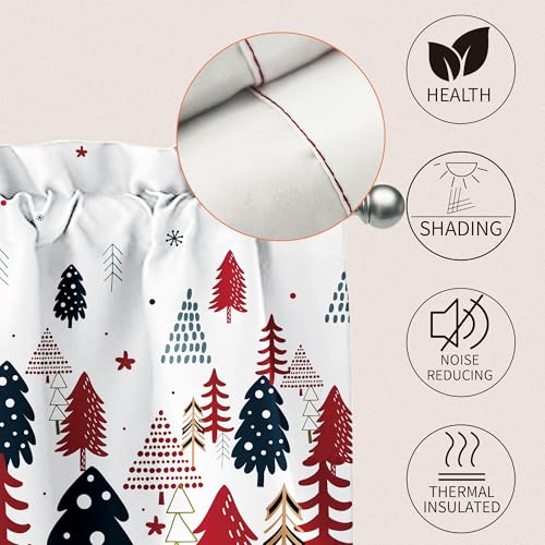 Christmas Window Valance - Tree & Snowflake Design, 52x18 Inch, Winter Decor - Variation of Tree-a