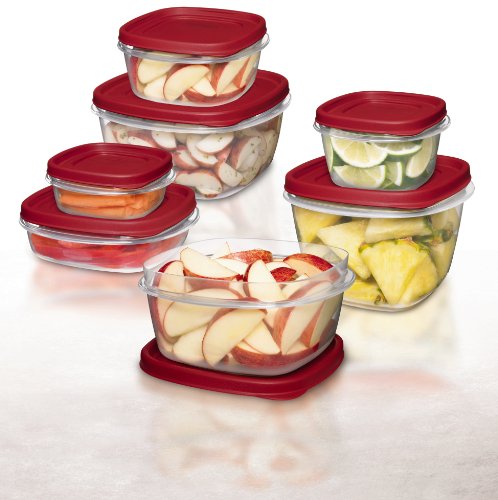 Rubbermaid Easy Find Lid 7-Cup Food Storage Container, Red, 1.6L/6pcs