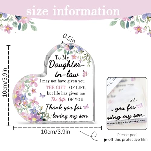 Pink-Law Daughter-in-Law Gifts Acrylic Decoration from Mother-in-Law, Wedding & Birthday Present