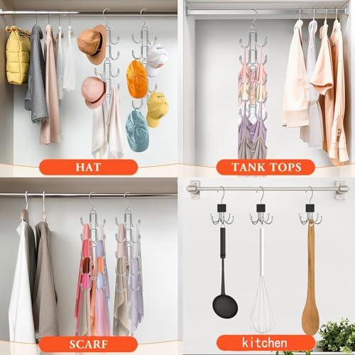 Collapsible Baseball Hat Organizer with 10 Rotatable Hooks - Holds 40 Caps