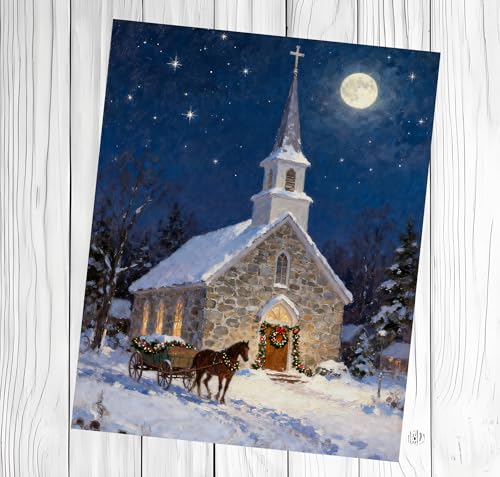 Vintage Christmas Wall Art Print - Rustic 8x10 Santa Painting