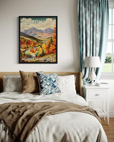 New Hampshire State Landscape Art Print - Colorful Wall Decor