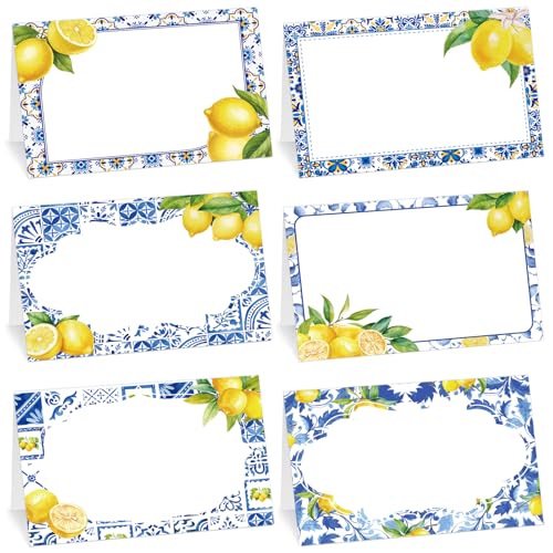 48 Pcs Capri Lemon Place Cards, Amalfi Coast Party Table Name Labels