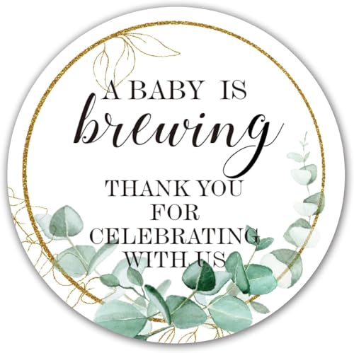 50 Greenery Baby Shower Favor Stickers - 2 Inch Round Labels