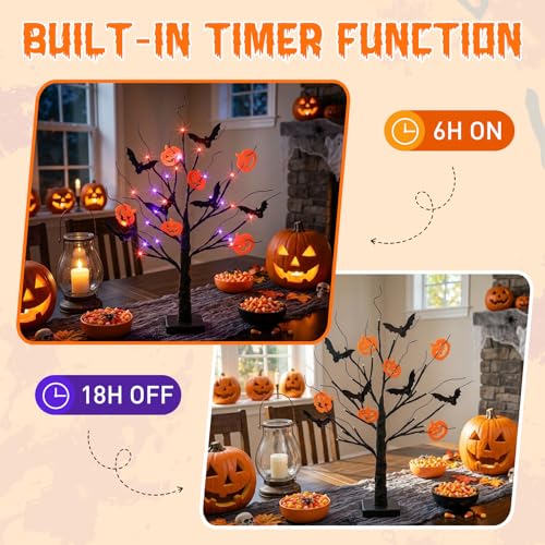 Vanthylit 22-Inch Halloween Tree with Purple & Orange LED Lights