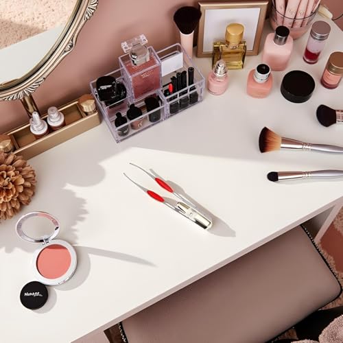 ZLmoue LED Light Silver Tweezers for Eyebrow Shaping and Hair Removal