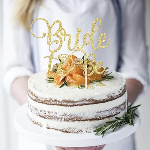 Bride to Be Cake Topper Gold Glitter Ring for Bridal Shower Wedding
