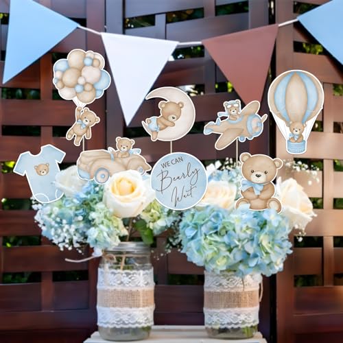 16Pcs Bear Centerpieces for Baby Shower & Birthday Party Decorations