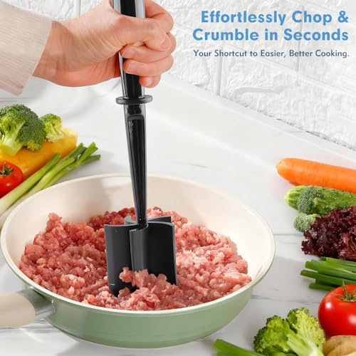 2-Pack Heat-Resistant Meat Masher with 5 Curved Blades