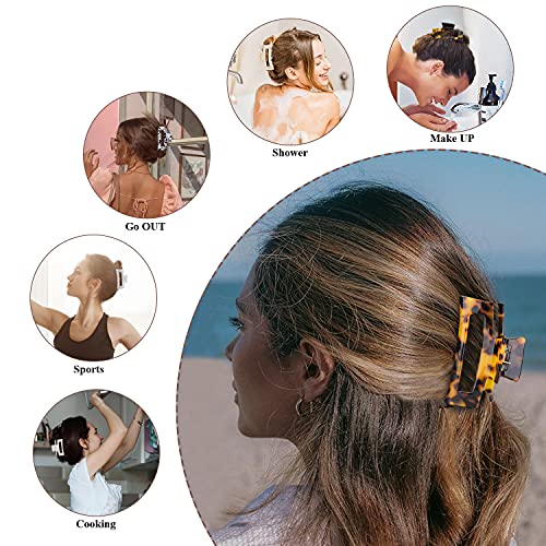 Pugrwei Acrylic Hair Claw Clips 4-Pack - Strong Hold Nonslip French Design
