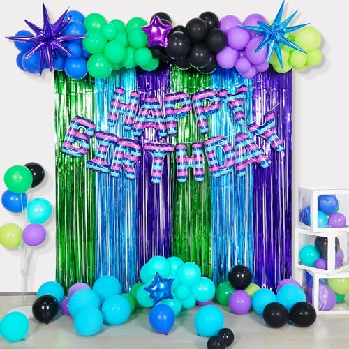 Video Game Birthday Banner with Foil Balloons - Party Decorations