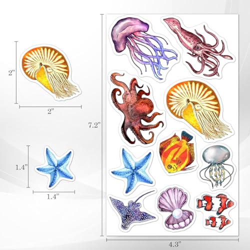 50 Pcs Cute Ocean Animal Stickers - Waterproof Vinyl Decals for Laptops & Water Bottles