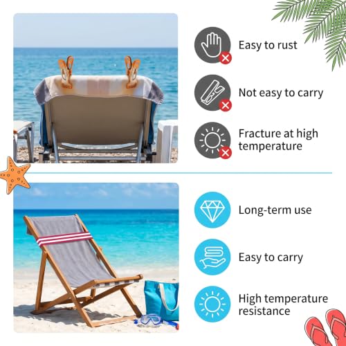 Acinnox Beach Towel Bands for Cruise Chairs, 4-Pack Elastic Straps