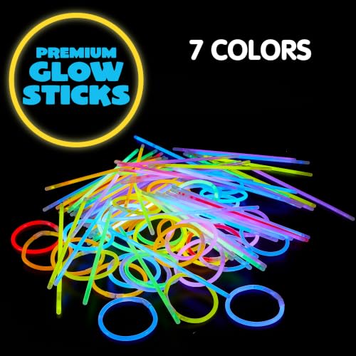 200 Pcs 8" Glow Sticks Bulk Pack - Neon Glow Party Supplies