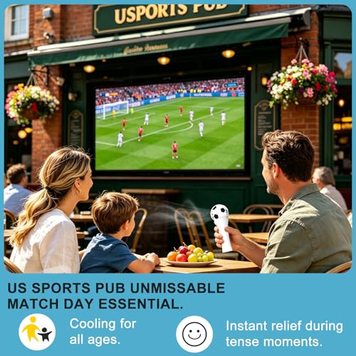 SZO Soccer-Style Handheld Fan, Rechargeable Clip-On Fan, Black & White