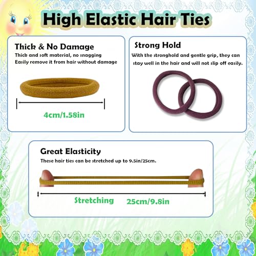 100-Pack Colorful Hair Ties No Damage Elastic Hair Bands for Thick Hair