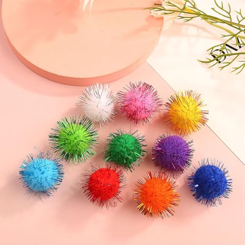 100 Pcs Small White Glitter Pom Poms for Arts and Crafts