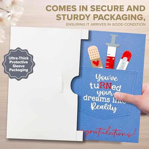 Red Foiled Nurse Graduation Card 5x8in with Envelope & Stickers