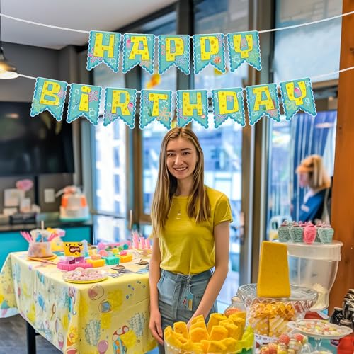 Pre-Strung Yellow Happy Birthday Banner - Ocean Theme Decorations