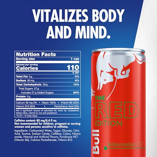 Red Bull Red Edition Watermelon Energy Drink, 8.4 Fl Oz Cans (24 Pack)