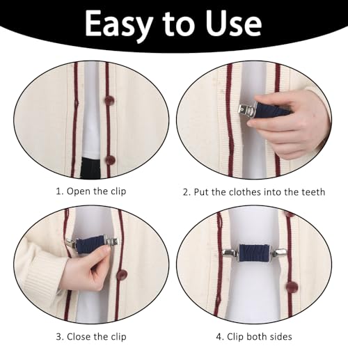 4-Pack Elastic Dress Cinch Clips - Adjustable Waist Tightener for Clothing