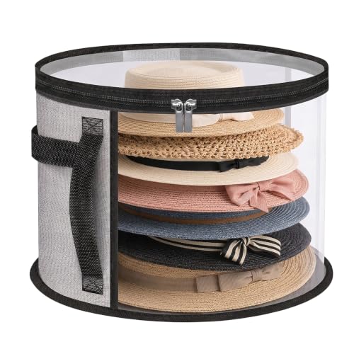 Oversized Hat Storage Bag for 5-7 Hats - Clear Window, Grey