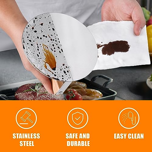 Bodkar 6-Inch Stainless Steel Burger Press with Heat-Resistant Wood Handle