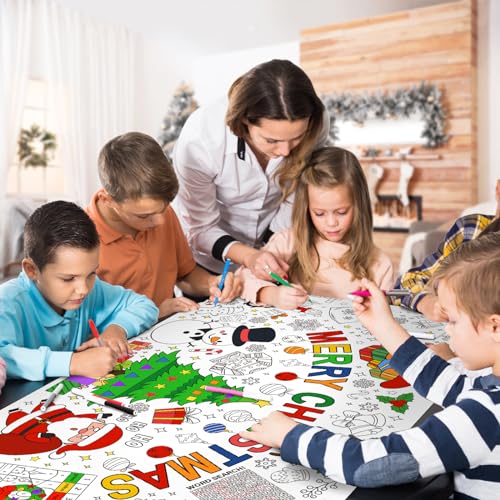 Christmas Activity Poster Banner - 31.5 x 72 Inches Holiday Coloring & Games