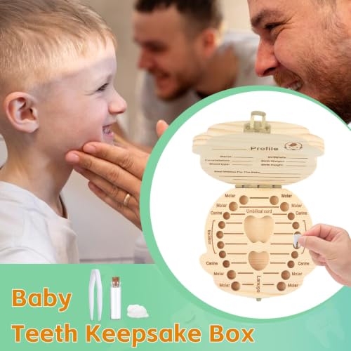 Esmorah Baby Teeth & First Hair Keepsake Box for Boys - First Tooth & Hair Holder