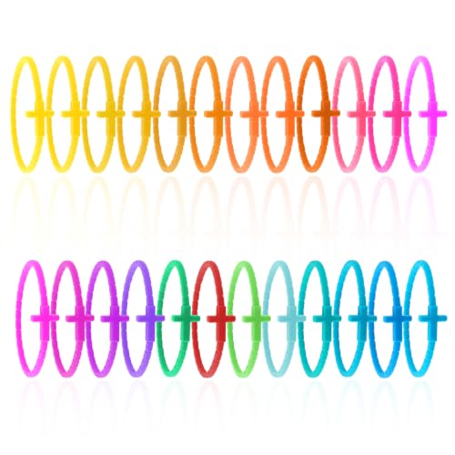 24Pcs Rubber Cross Bracelets - 24 Colors Silicone Stretch Wristbands