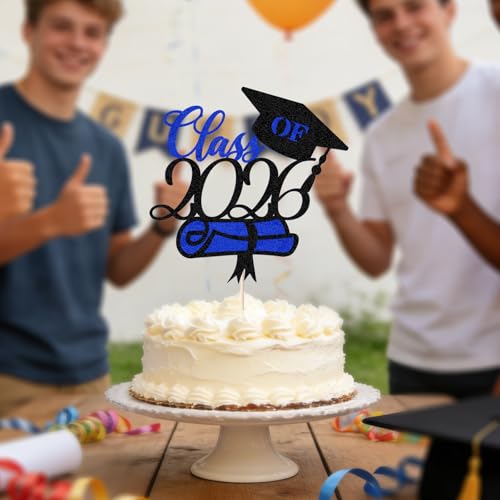 Glitter Graduation Cake Topper 2026 - Congrats Grad Decor