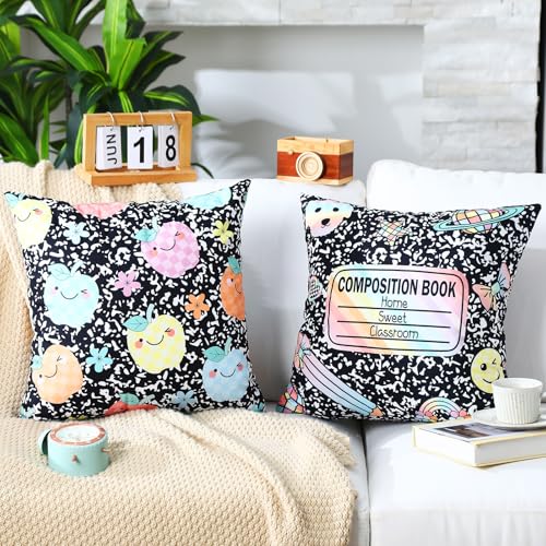 Hillsuren 18x18 Composition Notebook Throw Pillow Covers - Pastel Pencil